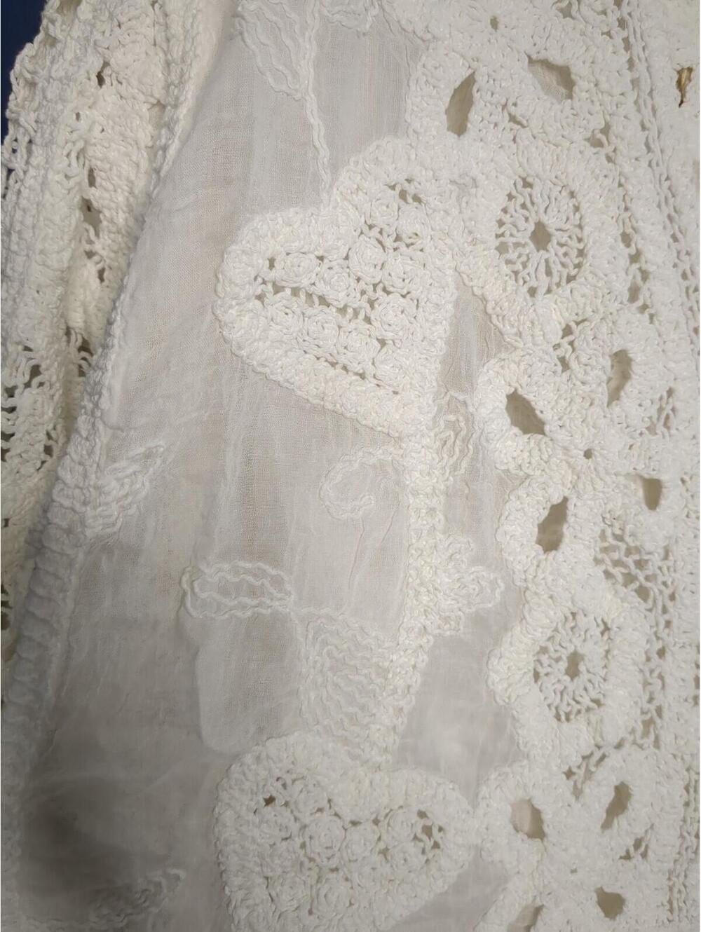 POL Open Front Crochet Heart Button Front Pattern Crochet Cardigan - Picture 3 of 7